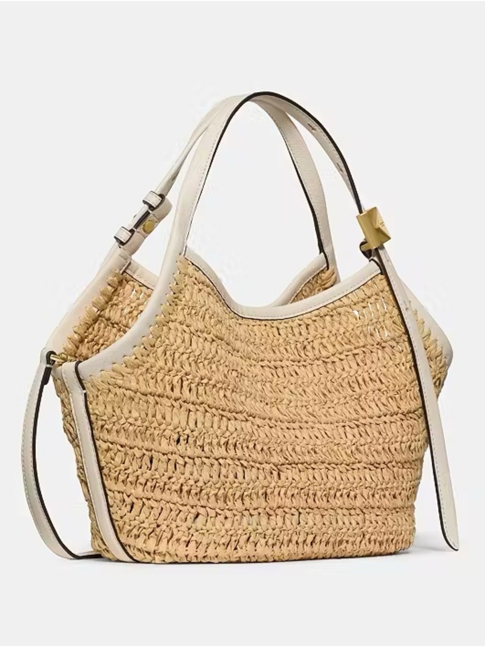 Kate Spade Deco Straw Small Tulip Tote Bag Natural Cream - Picture 2 of 16
